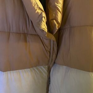Tan and White Puffer Jacket